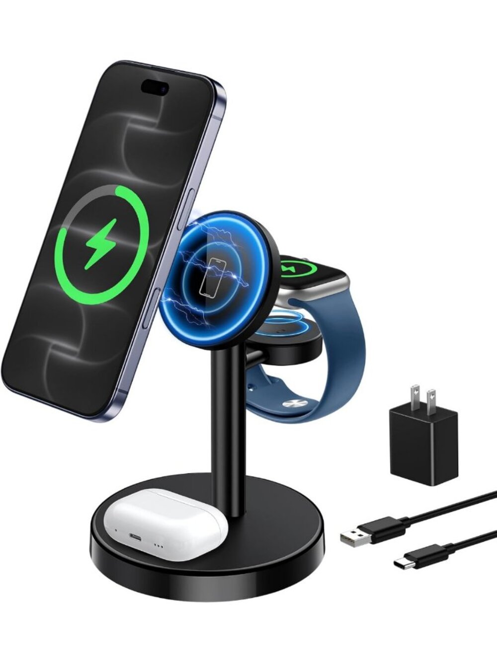 3 in 1 Fast Wireless Charging Station for Apple MagSafe Charger